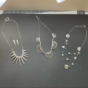 Silver statement necklace bundle